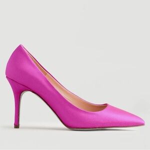 J.Crew Women's size 7 Elsie Berry Pink Satin Pumps Glitter Soles Shoes.